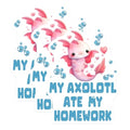 (3 Pack) Axolotl Decals - My Axolotl Ate My Homework - Laptop Decal - 3 Inches On Longest Side - Easy Peel & Apply - Made in USA - 3MCS6544