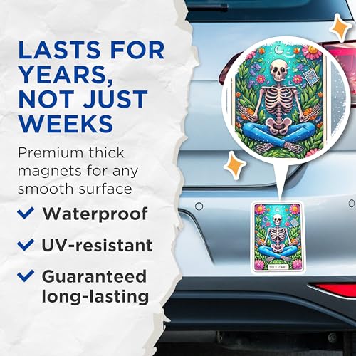 (2 Pack) Vibrant Retro Art Magnet - Inspirational Wellness Decor for Home Locker Office - 5" On Longest Side - Sticks to Smooth Flat Surfaces - Made in USA - MAG9405
