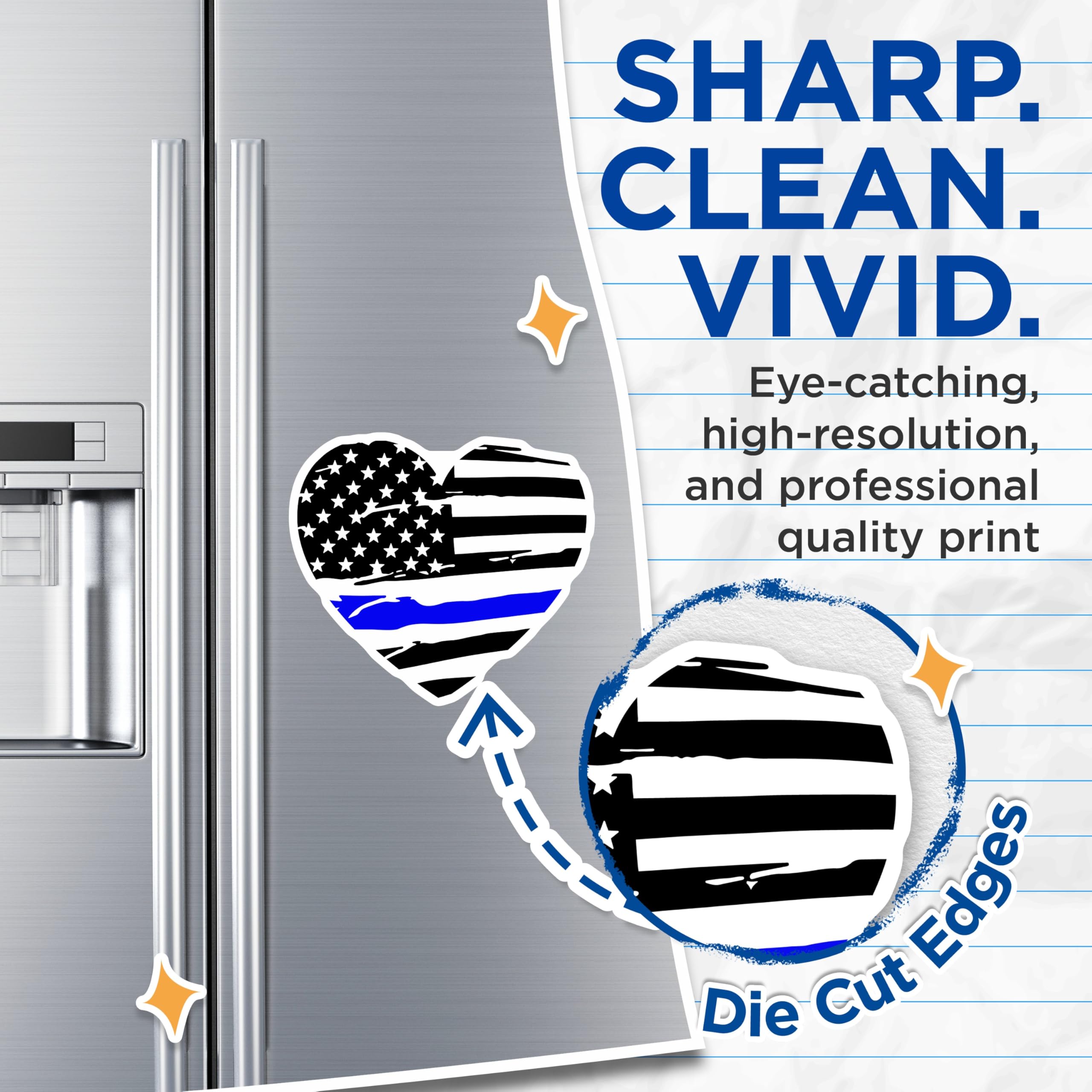 (2 Pack) Thin Blue Line Magnets - American Flag Heart - Law Enforcement Love - Officer Tribute - 5 Inches On Longest Side - Thick Durable Magnet - Made in USA - MAG23001