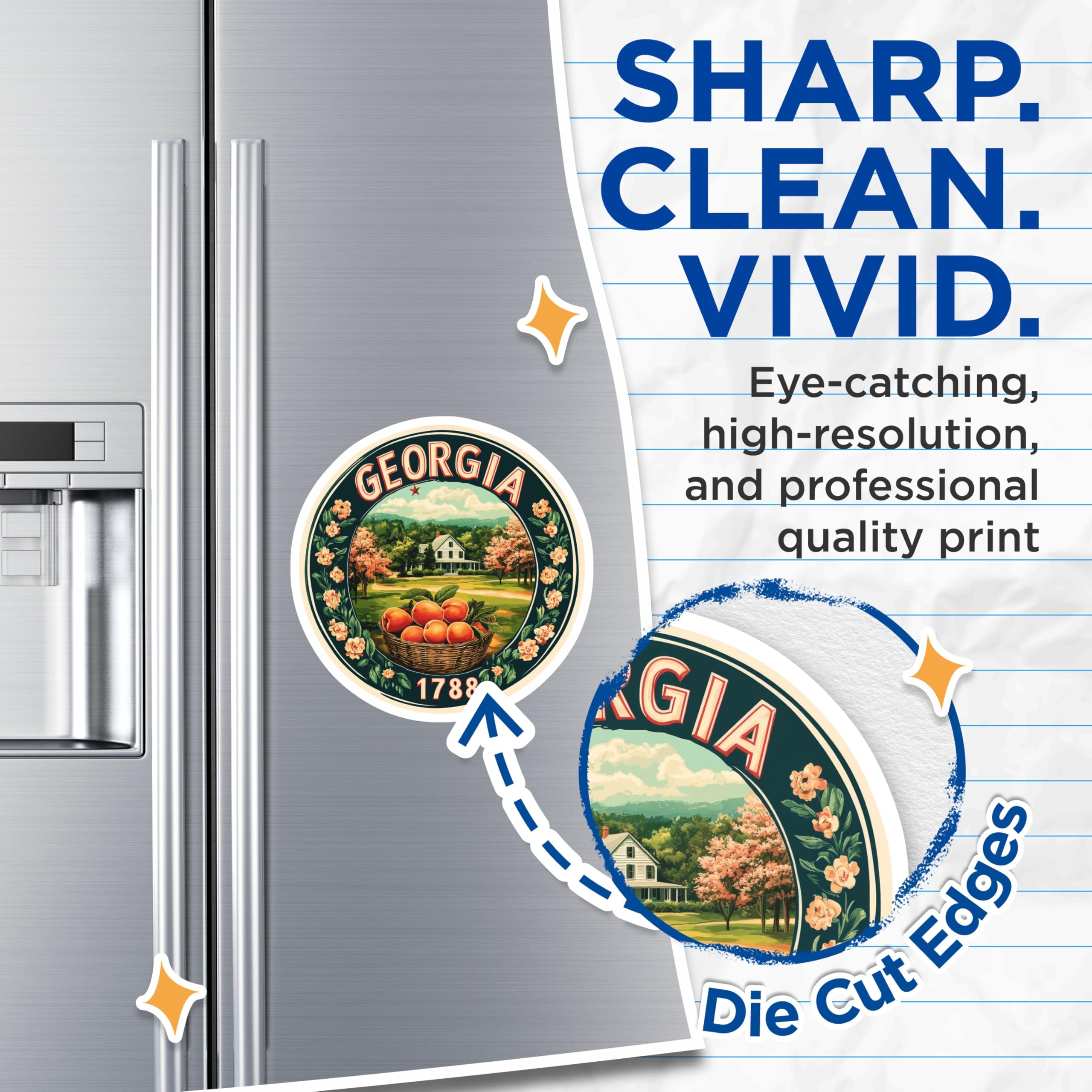 (2 Pack) Georgia State Magnets - Peach State Decor - Southern Home Fridge Magnets - 5" On Longest Side - Premium Magnet - for Cars, Refrigerators, Toolboxes, Lockers - Made in USA - MAG14539