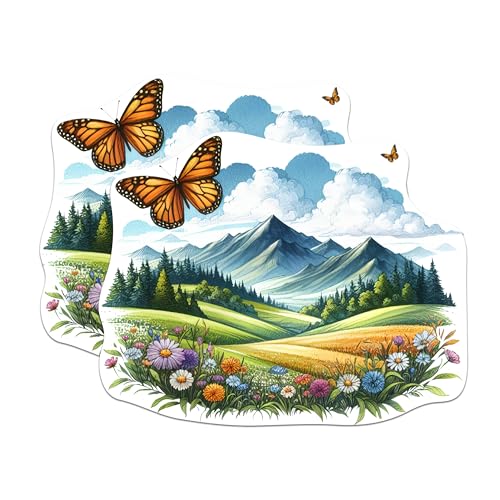 (2 Packs) Mountains and Beautiful Scenery Magnets - Forest Hiking Nature Beautiful Magnets - 5 Inches On Longest Side - Premium Magnet - for Fridges, Toolboxes, Cars - Made in USA - MAG2291