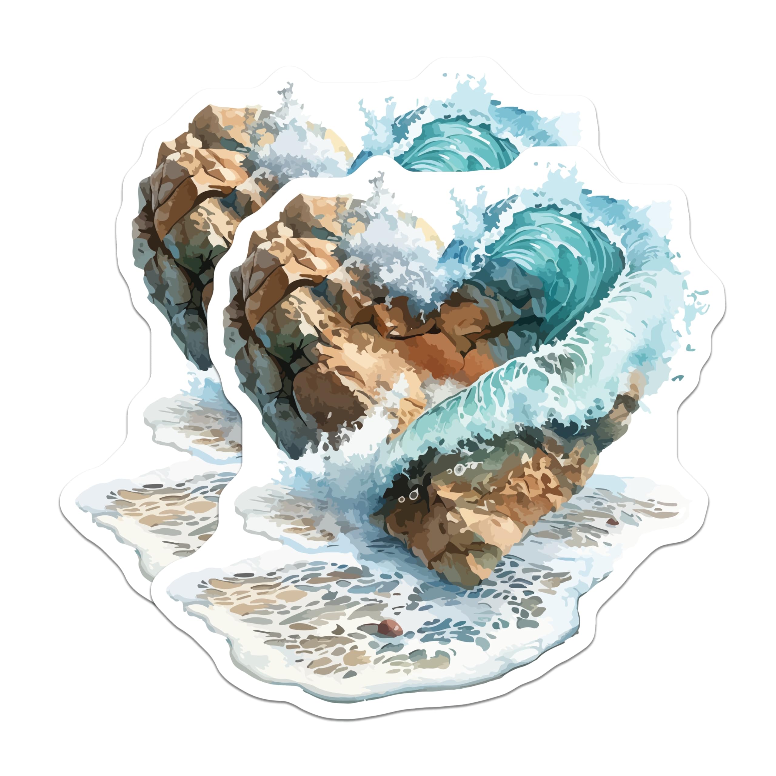 (2 Pack) Heart Shaped Ocean Waves Crashing Magnets - Coastal Beach Decor Aesthetic - Serene Seascape Art Collection - 5 Inches On Longest Side - Thick Durable Magnet - Made in USA - MAG20090