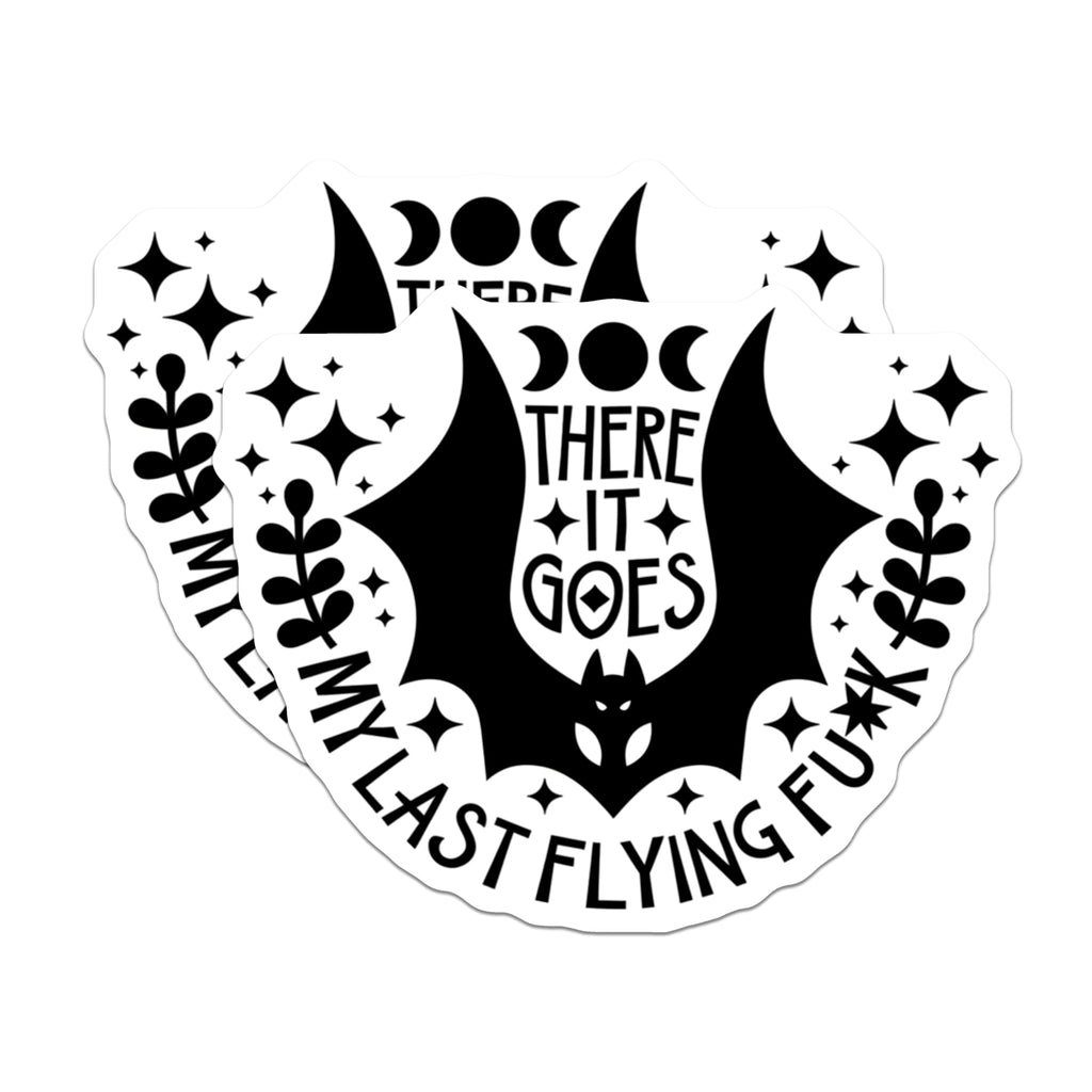 (2 Pack) Sarcastic Bat Magnets - Funny Witchy Quote - My Last Flying Fuck Humor Magnet Set - 5 Inches On Longest Side - Thick Durable Magnet - Made in USA - MAG22049