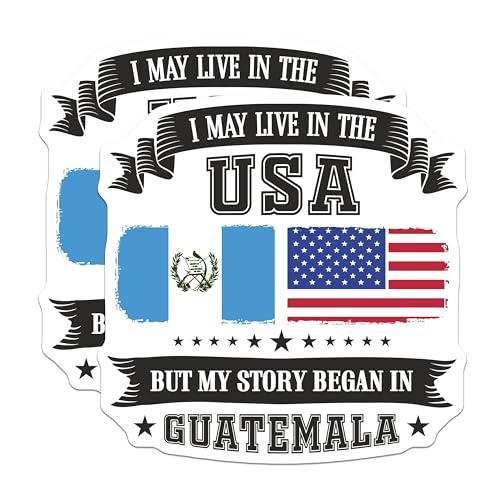 (2 Pack) Guatemala Roots Stickers - USA Patriotic - Cultural Heritage - 5" On Longest Side - Sticks to Smooth Flat Surfaces - Made in USA - BMCS5774