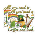 (2 Pack) All You Need is Coffee and Luck Magnets Magnets - St. Patrick's Day Decor - 5" On Longest Side - Made in USA - Sticks to Refrigerators & Metal Surfaces - MAG8408