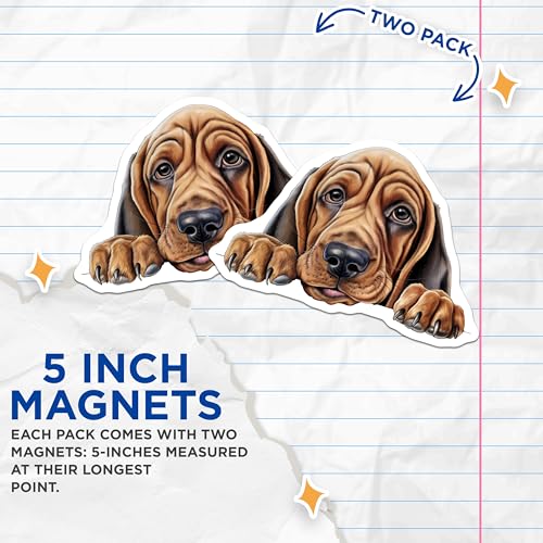 (2 Pack) Puppy Fridge Decorations Magnet - Animal Lover Gifts - 5" On Longest Side - Sticks to Smooth Flat Surfaces - Made in USA - MAG9875