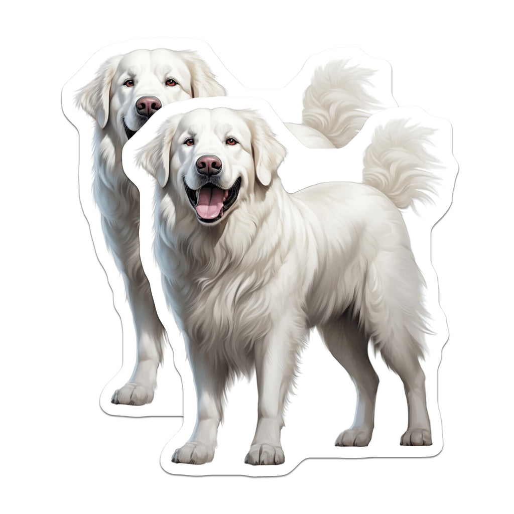 (2 Pack) Great Pyrenees Magnets - Happy White Fluffy Dog Art - Majestic Pet Breed Decor - Animal Lover Collectible - 5 Inches On Longest Side - Thick Durable Magnet - Made in USA - MAG23437