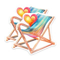 (2 Pack) Colorful Beach Chair Magnets - Summer Love Heart Decor - Vacation Vibe Accent - 5 Inches On Longest Side - Thick Durable Magnet - Made in USA - MAG25301