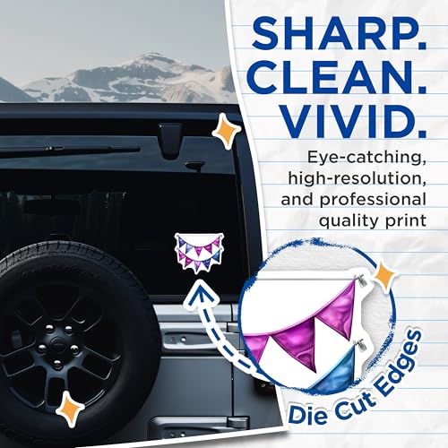 (2 Pack) Colorful Bunting Stickers - Party Decoration - Fun and Vibrant for Celebrations - 5" On Longest Side - Sticks to Smooth Flat Surfaces - Made in USA - BMCS6777