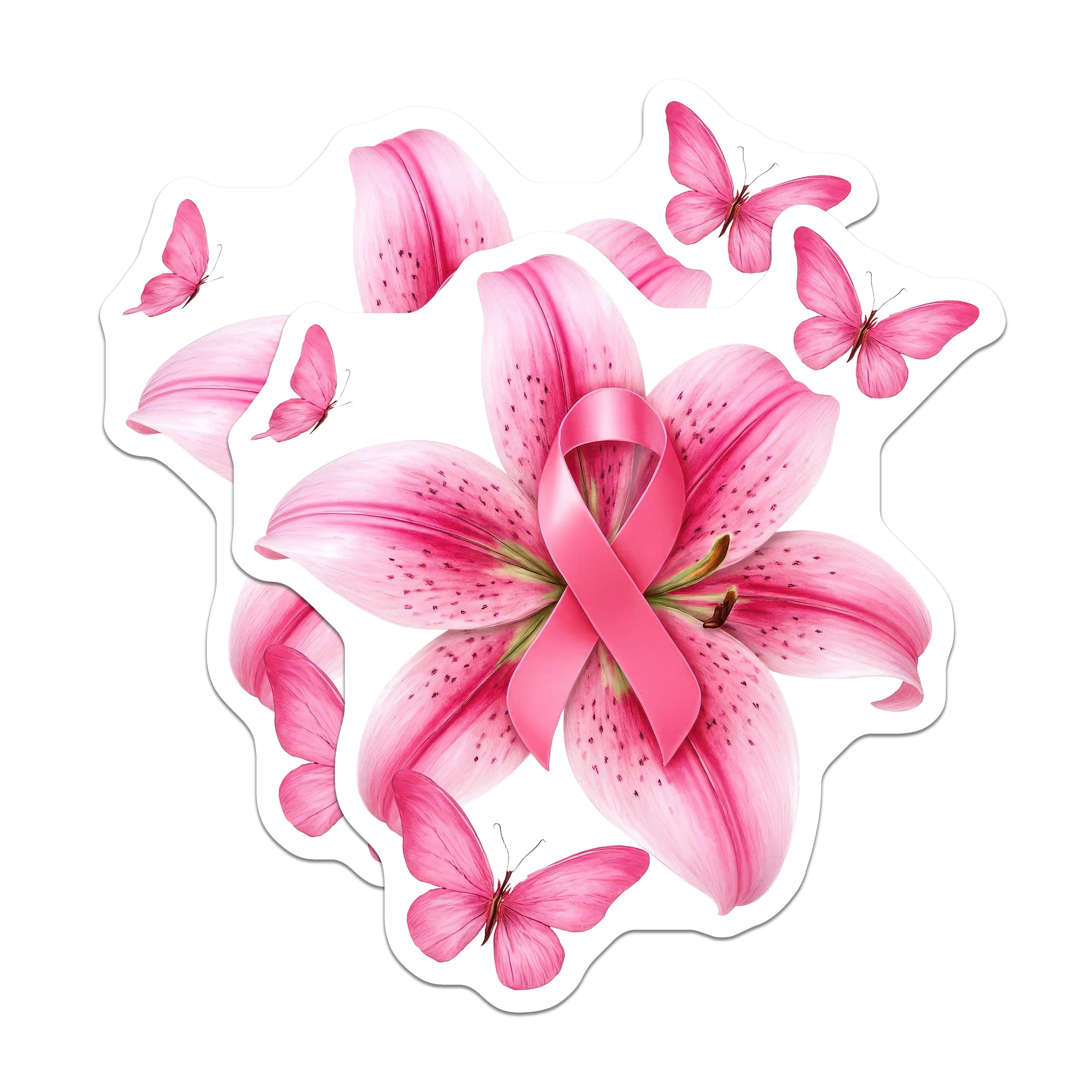 (2 Pack) Breast Cancer Awareness Magnets - Pink Ribbon Flower - Survivor Hope Decor - 5 Inches On Longest Side - Thick Durable Magnet - Made in USA - MAG38772