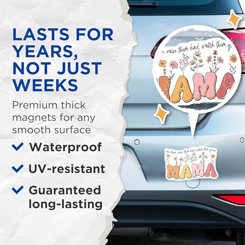 (2 Pack) Mama Magnets Magnets - Floral Mama Decor - 5" On Longest Side - Made in USA - Sticks to Refrigerators & Metal Surfaces - MAG8771