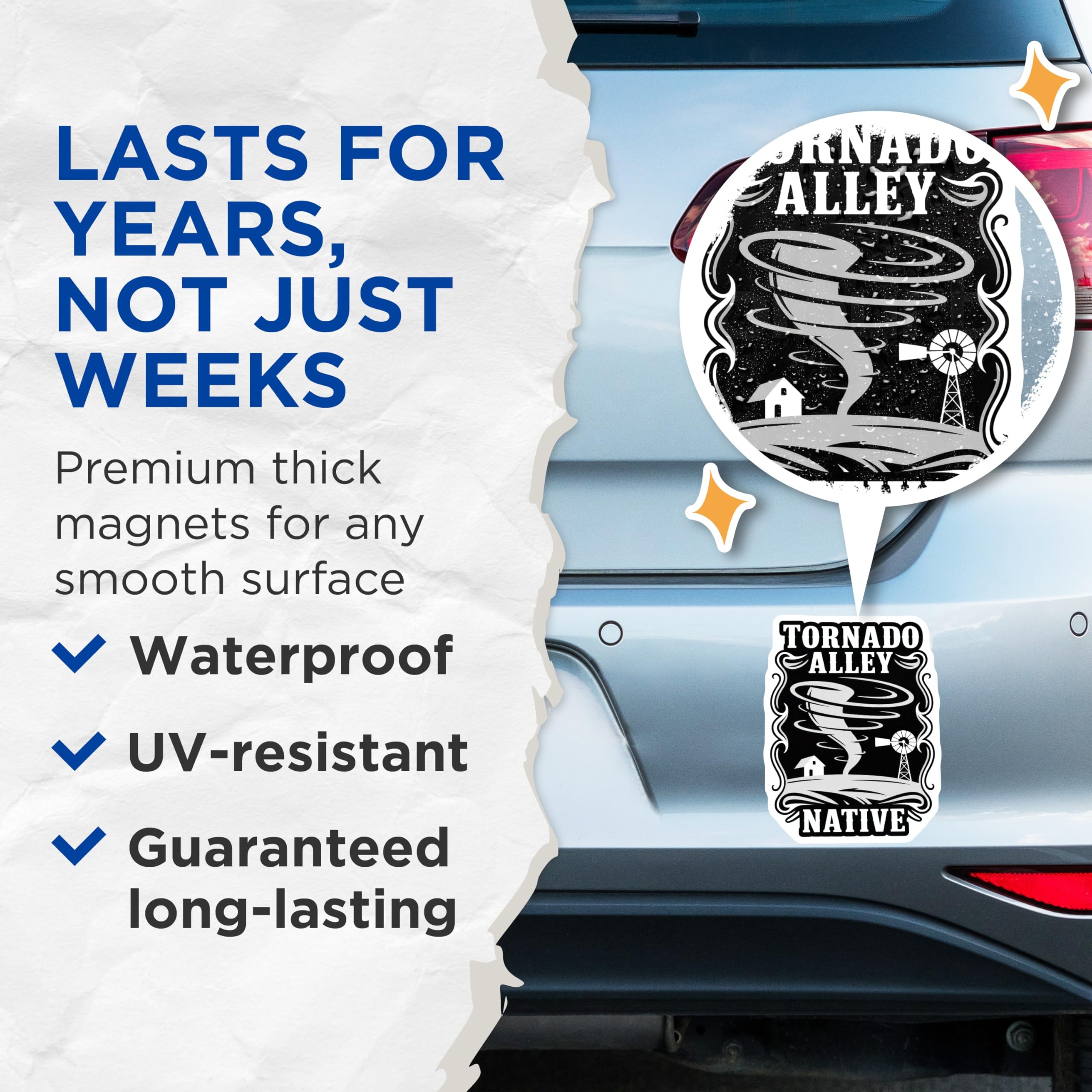 (2 Pack) Tornado Alley Magnets - Native Pride Decor - Weather Enthusiast Gift - 5" On Longest Side - Premium Magnet - for Cars, Refrigerators, Toolboxes, Lockers - Made in USA - MAG18896