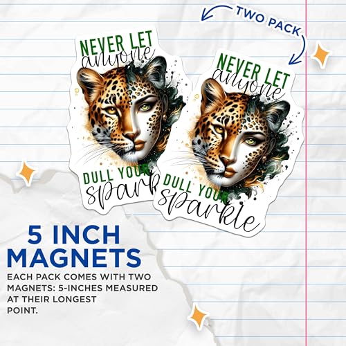 (2 Pack) Animal Face Magnets Magnets - Motivational Quote - Art Decor for Home or Office - 5" On Longest Side - Made in USA - Sticks to Refrigerators & Metal Surfaces - MAG9238