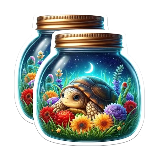 (2 Pack) Terrarium Decor Magnet - Cute Turtle - Animal Lovers - Turtle Lovers - 5" On Longest Side - Sticks to Smooth Flat Surfaces - Made in USA - MAG9376