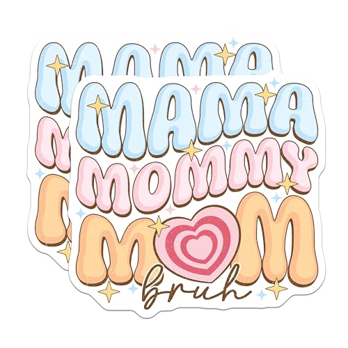 (2 Pack) Mama Mommy Mom Stickers - Fun Mom Sticker Pack - 5" On Longest Side - Sticks to Smooth Flat Surfaces - Made in USA - BMCS8967 - BMCS8967