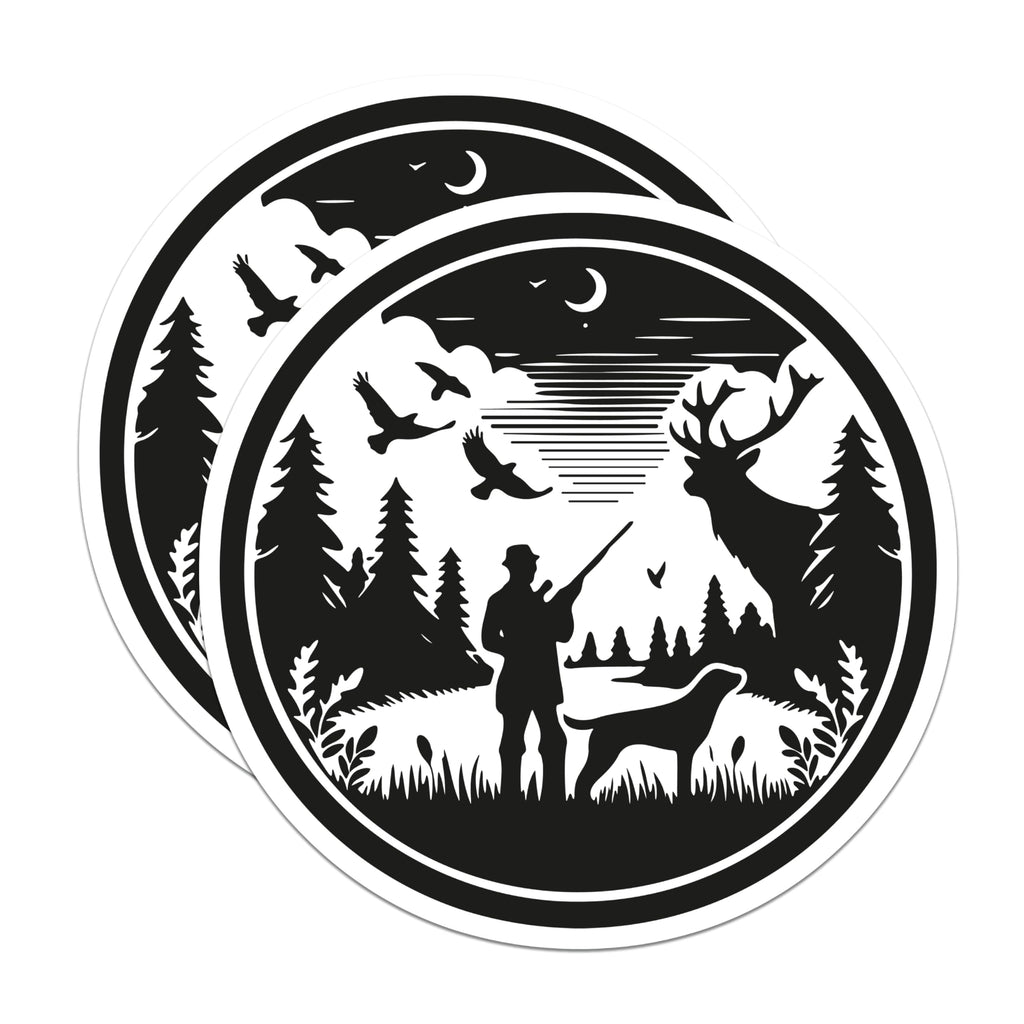 (2 Pack) Hunter Dog Deer Magnets - Forest Wilderness Nature Decor - Outdoor Adventure Cabin Refrigerator - 5 Inches On Longest Side - Thick Durable Magnet - Made in USA - MAG22433