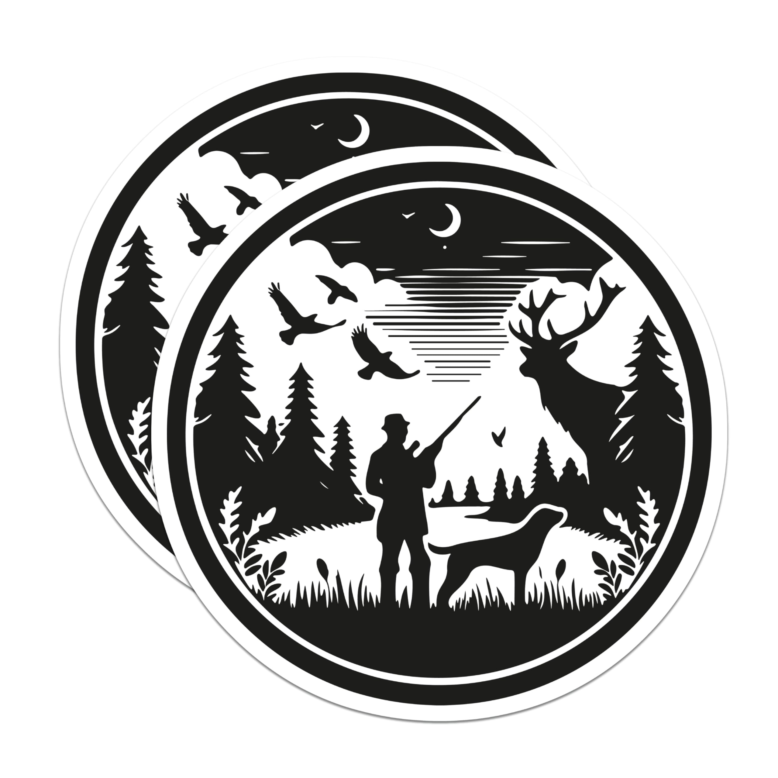 (2 Pack) Hunter Dog Deer Magnets - Forest Wilderness Nature Decor - Outdoor Adventure Cabin Refrigerator - 5 Inches On Longest Side - Thick Durable Magnet - Made in USA - MAG22433
