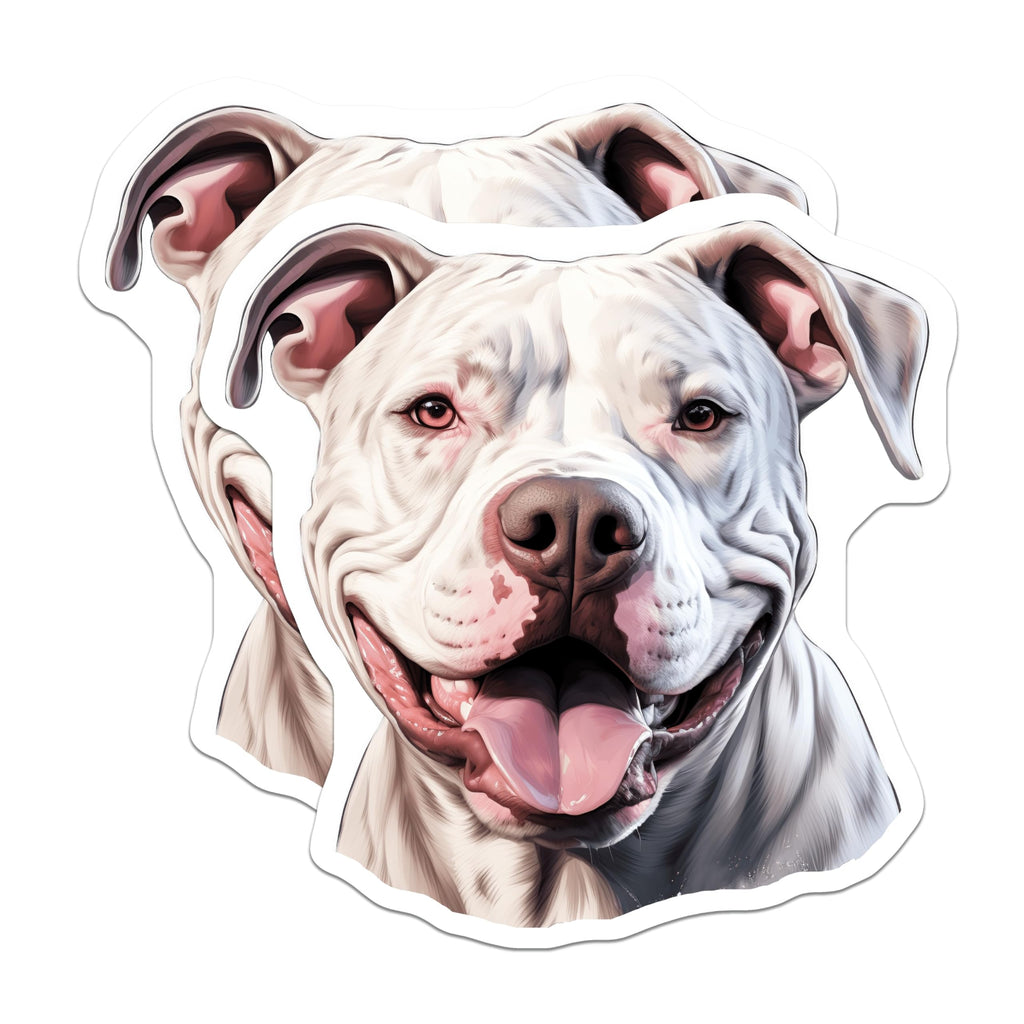 (2 Pack) White Pitbull Magnets - Happy Pitbull Dog Art - Dog Mom Locker Decor - Pet Parent Refrigerator Accessory - 5 Inches On Longest Side - Thick Durable Magnet - Made in USA - MAG26478
