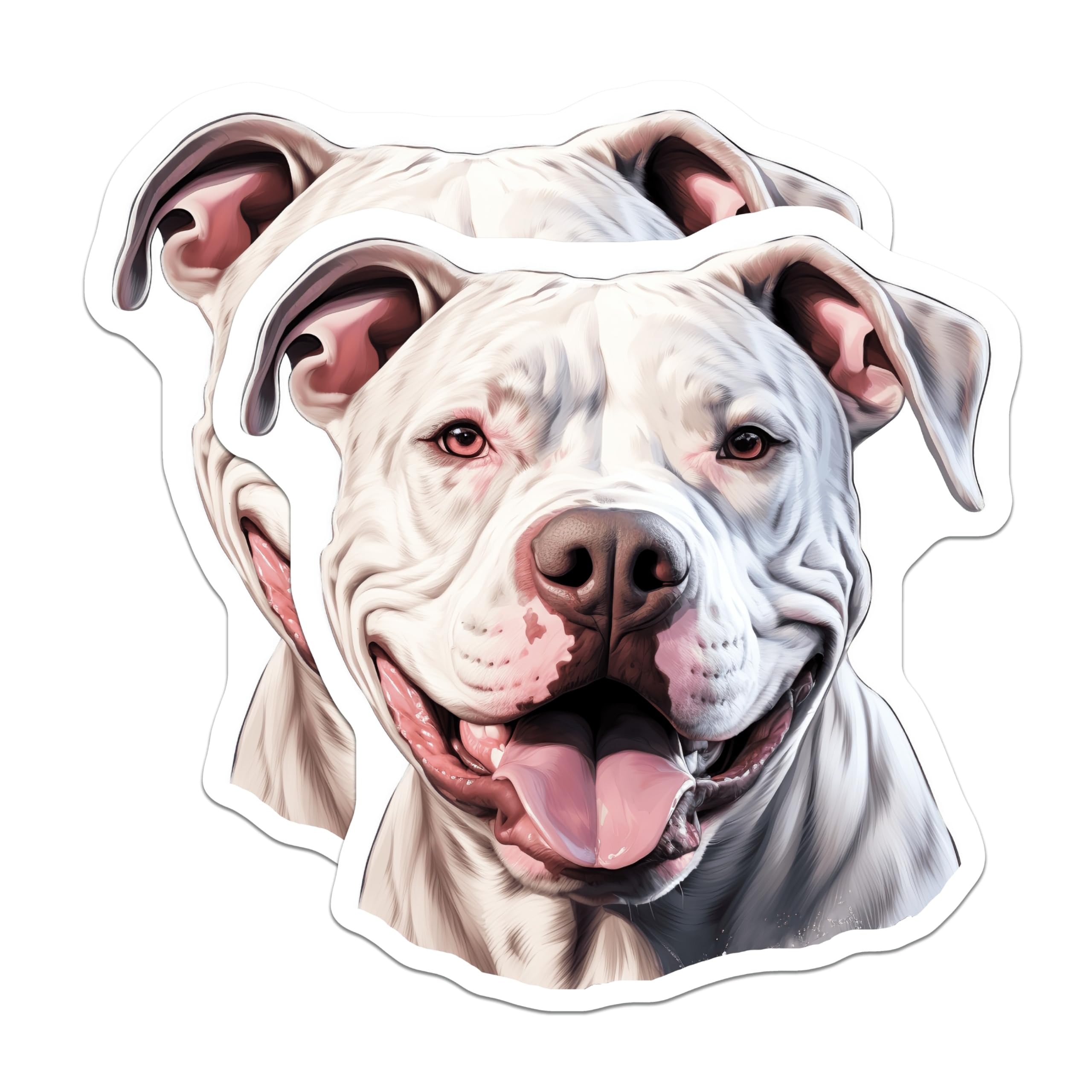 (2 Pack) White Pitbull Magnets - Happy Pitbull Dog Art - Dog Mom Locker Decor - Pet Parent Refrigerator Accessory - 5 Inches On Longest Side - Thick Durable Magnet - Made in USA - MAG26478