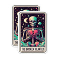 (2 Pack) The Broken Hearted Stickers - Skeleton Holding Heart Stickers - Cool Skeleton Stickers - 5" On Longest Side - Sticks to Smooth Flat Surfaces - Made in USA - BMCS5360