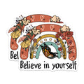 (2 Pack) Believe in Yourself Magnets - Boho Rainbow Butterfly Decor - Inspirational Affirmation Quote - 5 Inches On Longest Side - Thick Durable Magnet - Made in USA - MAG36131