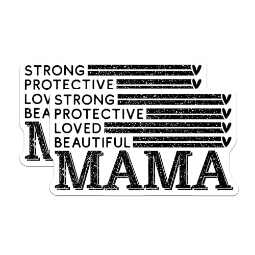 (2 Pack) Strong Protective Loved Beautiful Mama Magnets - Inspirational Quotes - Refrigerator Decor - 5" On Longest Side - for Cars, Fridges, Toolboxes - Made in USA - MAG7138