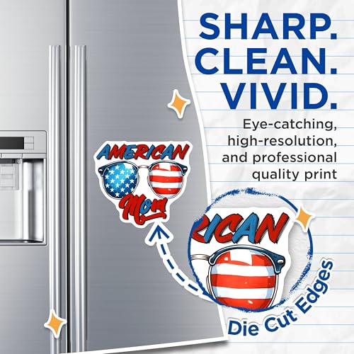 (2 Pack) American Mom Magnets - Patriotic Glasses - USA Flag Decor - American Pride - Mom Gift - 5" On Longest Side - for Cars, Fridges, Toolboxes - Made in USA - MAG7449