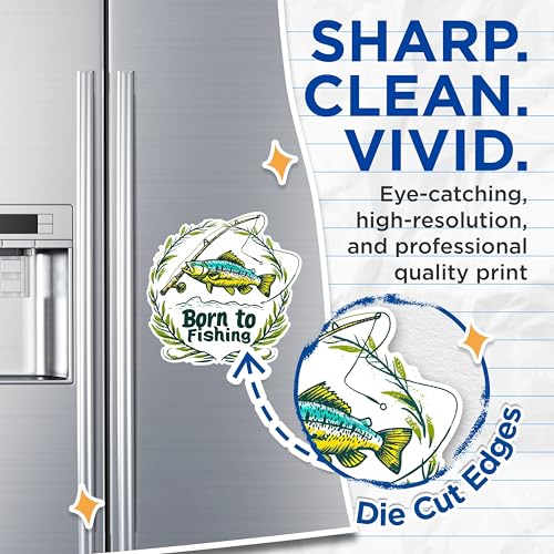(2 Pack) Born to Fishing Magnets - Fun Fishing Magnets - Fisherman Themed Refrigerator Decor- 5" On Longest Side - for Fridges, Toolboxes, Cars - Made in USA - MAG2621