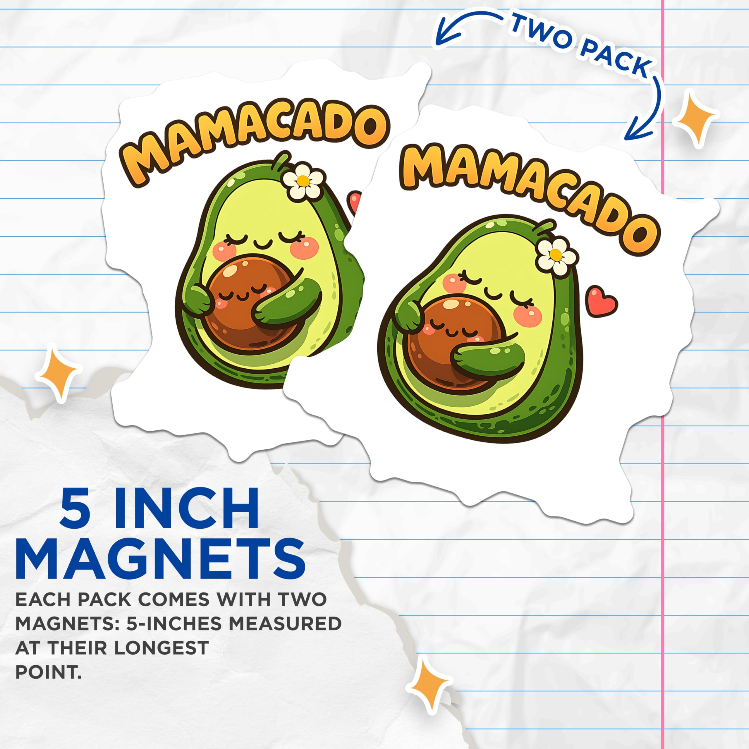 (2 Pack) Mamacado Magnets - Cute Avocado Mom Gifts - New Mother Refrigerator Decor - Funny Pregnancy Announcement Items - 5 Inches On Longest Side - Thick Durable Magnet - Made in USA - MAG22575