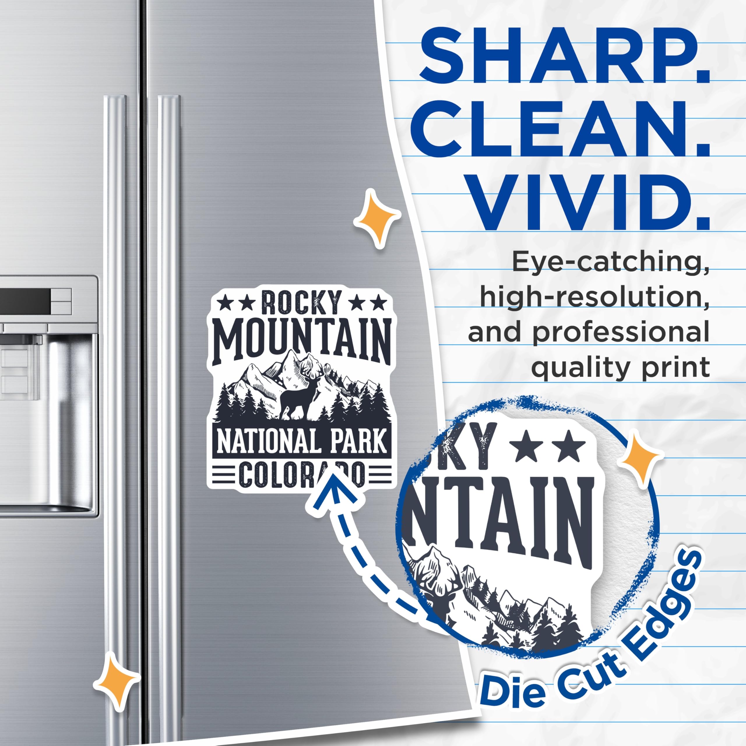 (2 Pack) Rocky Mountain National Park Magnets - Colorado Travel Souvenir - Mountain Elk Wildlife Decor - 5 Inches On Longest Side - Thick Durable Magnet - Made in USA - MAG19102