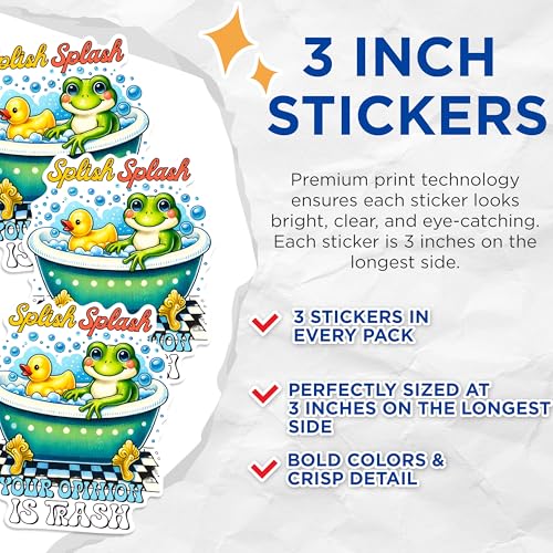 (3 Pack) Funny Frog Decals - Rubber Duck Sticker - Sarcastic Bathroom Decal - 3 Inches On Longest Side - Easy Peel & Apply - Made in USA - 3MCS0273