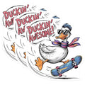 (3 Pack) Duckin Awesome Decals - Skateboard Duck - Cool Animal Decals - 3 Inches On Longest Side - Easy Peel & Apply - Made in USA - 3MCS7297