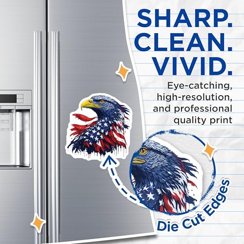 (2 Pack) American Flag Eagle Magnets - Patriotic Magnet - Bald Eagle Decal - 5" On Longest Side - for Cars, Fridges, Toolboxes - Made in USA - MAG6763