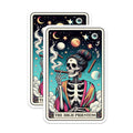 (2 Pack) High Priestess Tarot Magnets - Smoking Skeleton Celestial Card Art - Mystical Occult Witchy Fridge Kitchen Decor - 5 Inches On Longest Side - Thick Durable Magnet - Made in USA - MAG22062