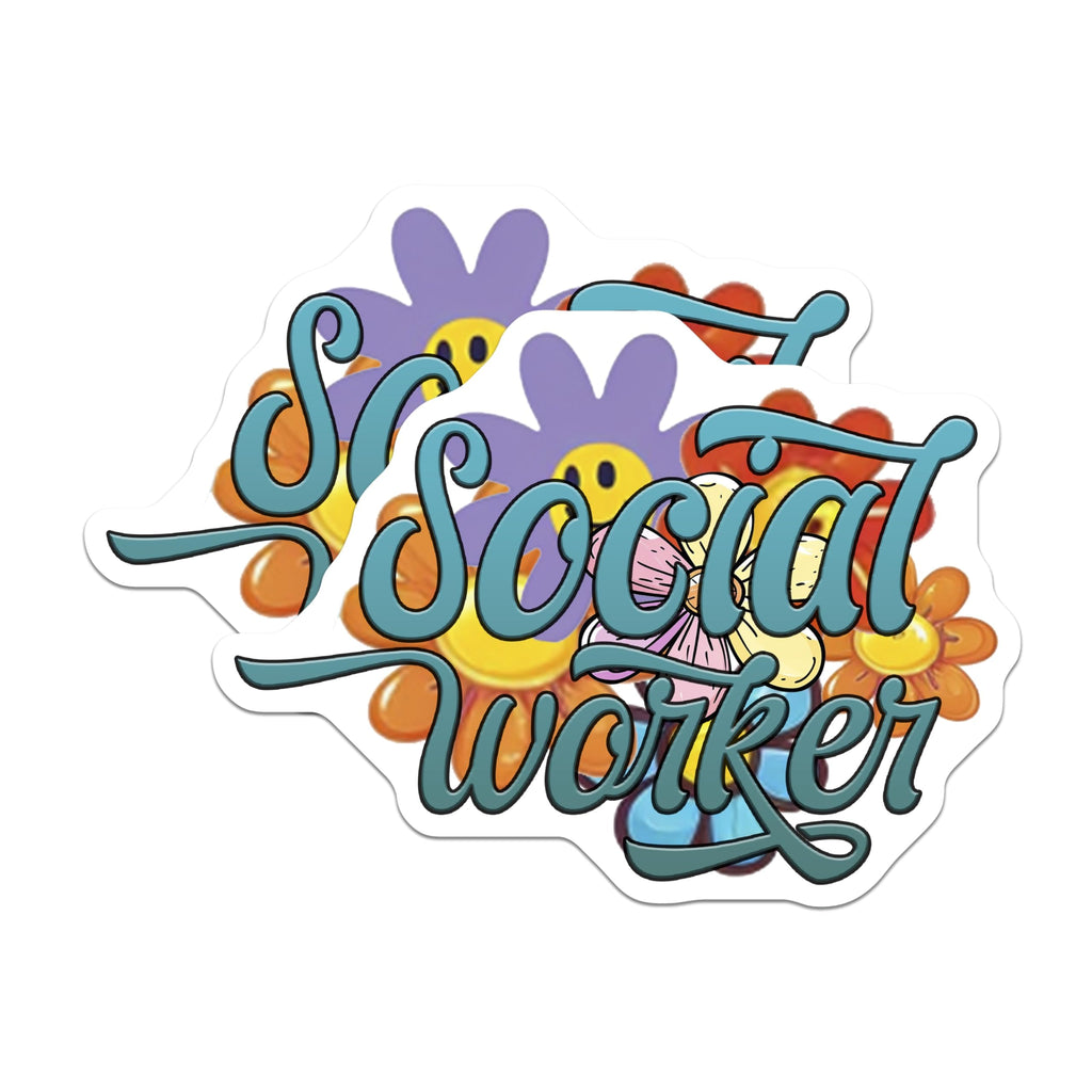 (2 Pack) Social Worker Magnets - Floral Design - Appreciation Fridge Decors - 5" On Longest Side - Premium Magnet - for Cars, Refrigerators, Toolboxes, Lockers - Made in USA - MAG14150
