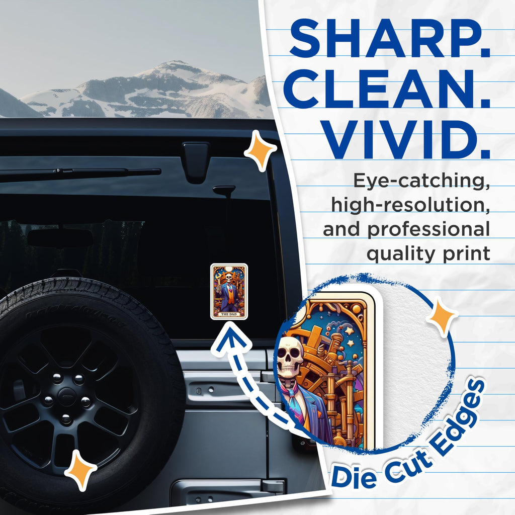 (2 Pack) Dad Fixer of All Things Stickers - Skull Mechanic Stickers - Funny Skeleton Dad Stickers - 5" On Longest Side - Sticks to Smooth Flat Surfaces - Made in USA - BMCS5381