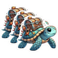 (3 Pack) Turtle Treasure Decals - Cute Cartoon Turtle - Laptop Decal Stickers - 3 Inches On Longest Side - Easy Peel & Apply - Made in USA - 3MCS0104