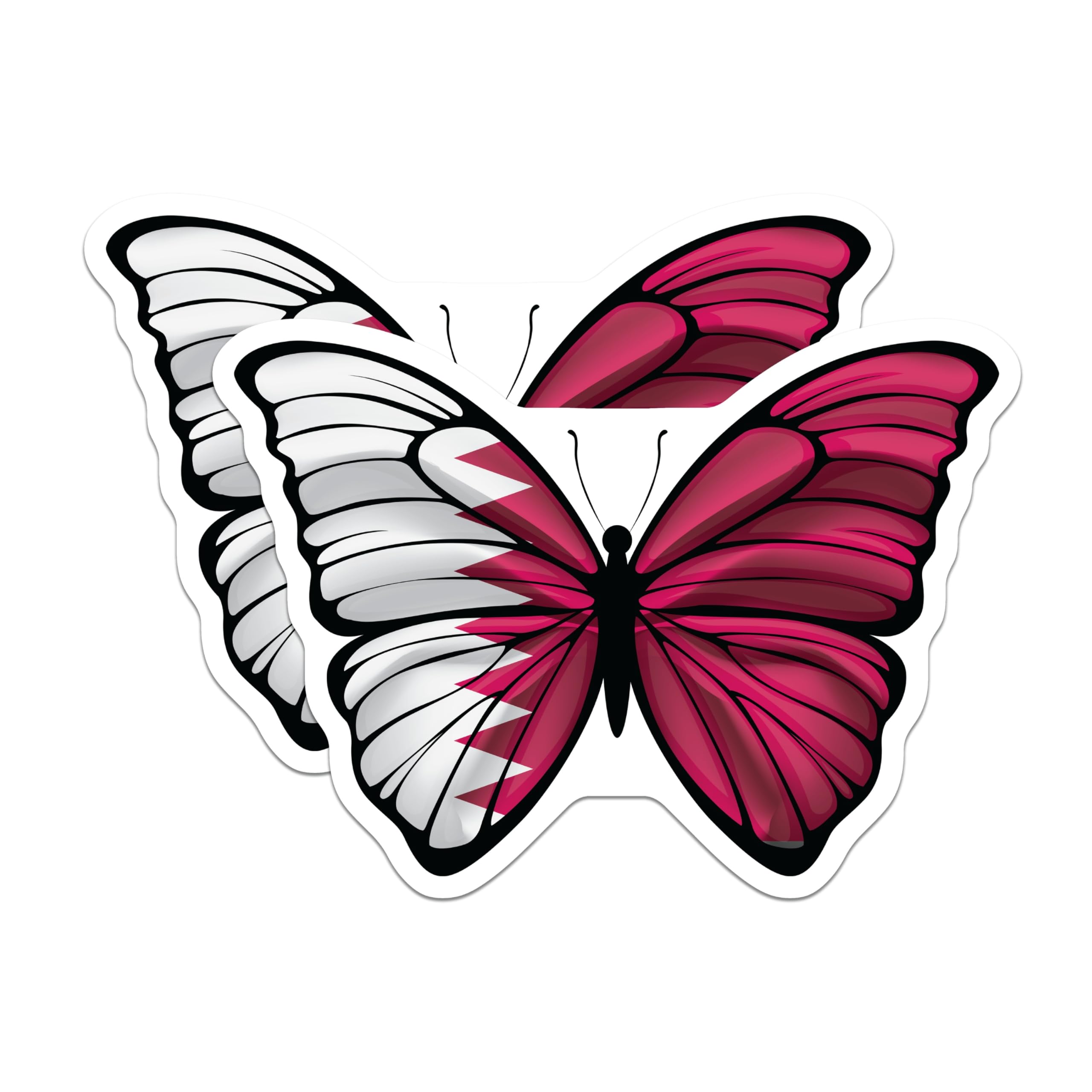 (2 Pack) Qatar Flag Butterfly Magnets - National Pride Souvenir - Fridge Decor Collectibles - 5" On Longest Side - Premium Magnet - for Cars, Refrigerators, Toolboxes, Lockers - Made in USA - MAG18344