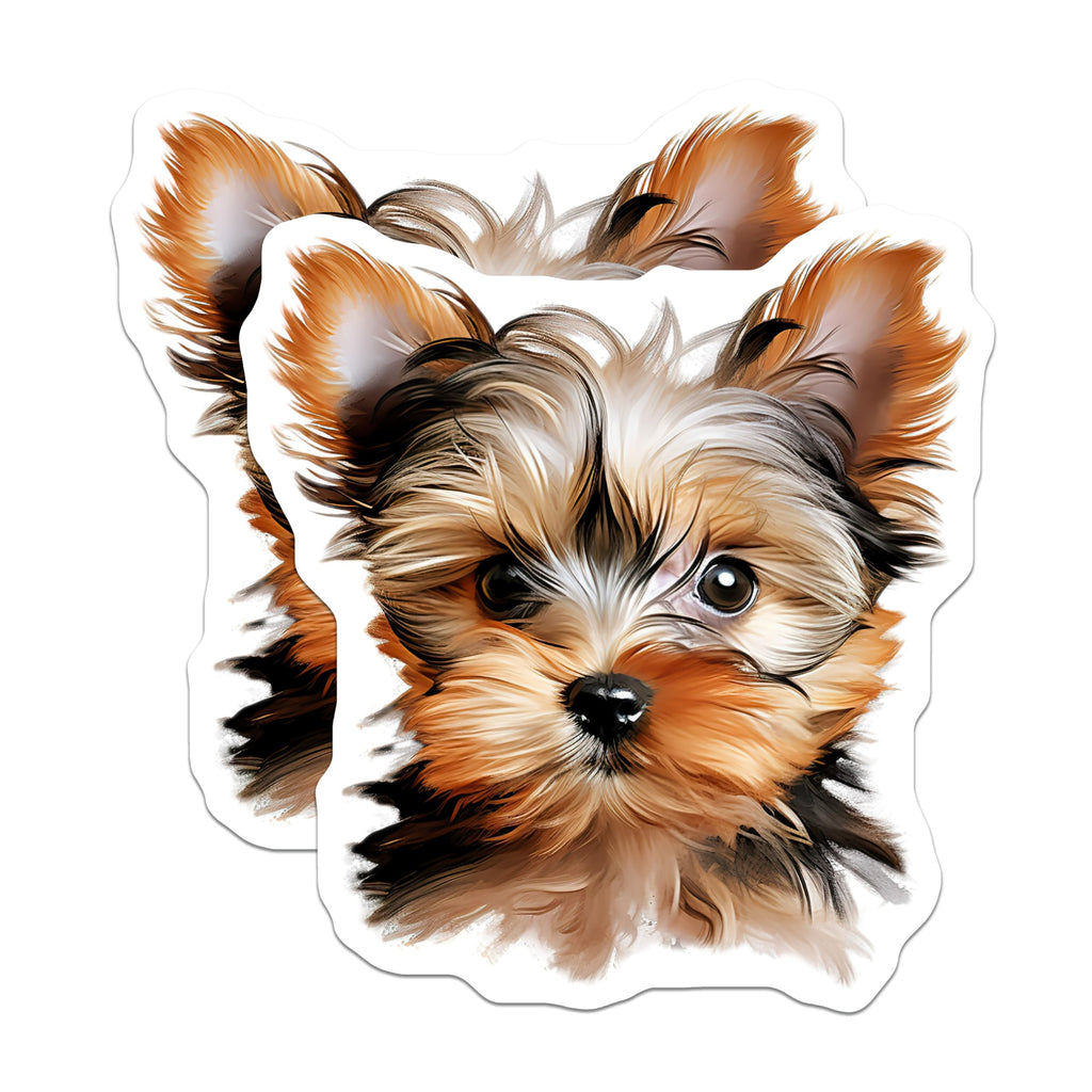 (2 Pack) Yorkshire Terrier Magnets - Cute Yorkie Puppy Art - Dog Mom Fridge Decor - Pet Owner Refrigerator Magnets - 5 Inches On Longest Side - Thick Durable Magnet - Made in USA - MAG25896