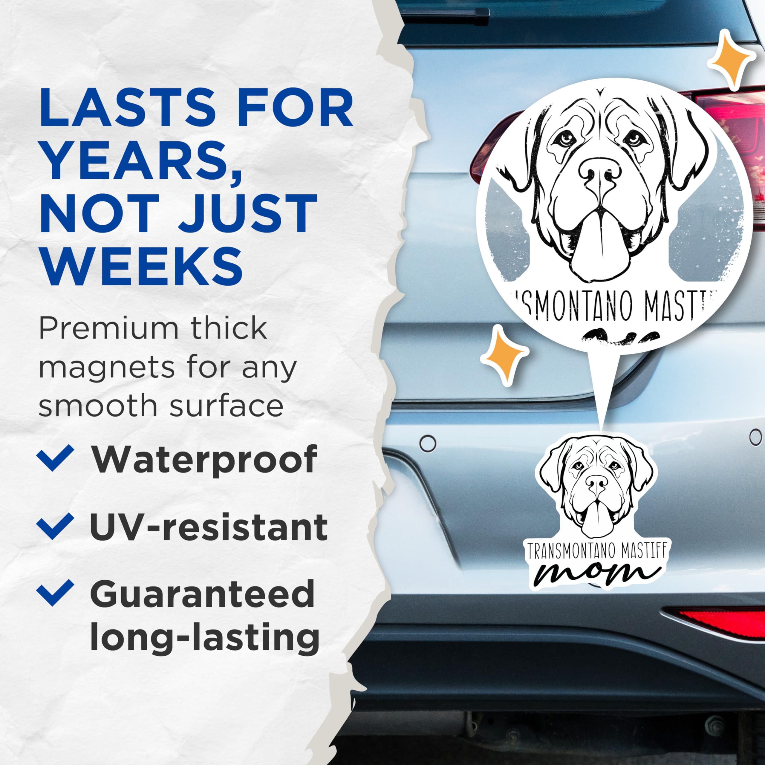 (2 Pack) Transmontano Mastiff Mom Magnets - Dog Mom Accessory - Breed Specific Pet Decor - 5 Inches On Longest Side - Thick Durable Magnet - Made in USA - MAG27049