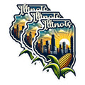 (3 Pack) Illinois Decals - Chicago Skyline - Corn State Decal - 3 Inches On Longest Side - Easy Peel & Apply - Made in USA - 3MCS0135