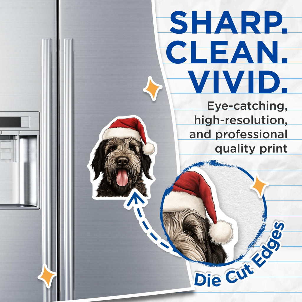 (2 Pack) Christmas Dog Magnets - Santa Hat Pet Decor - Holiday Fridge Art for Dog Lovers - 5 Inches On Longest Side - Thick Durable Magnet - Made in USA - MAG26169