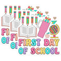 (3 Pack) First Day of School Decals - Education Stickers - Back to School Decals - 3 Inches On Longest Side - Easy Peel & Apply - Made in USA - 3MCS7883