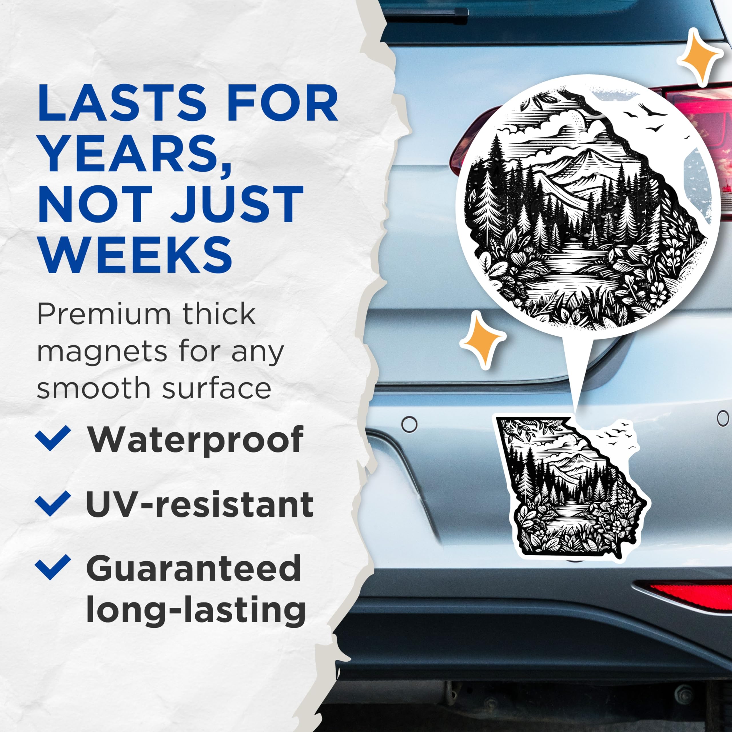 (2 Pack) Georgia State Magnets - Mountain Forest Landscape - State Pride Souvenir - 5" On Longest Side - Premium Magnet - for Cars, Refrigerators, Toolboxes, Lockers - Made in USA - MAG18857