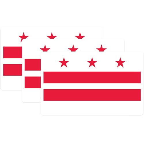 (3 Pack) District of Columbia Decals - DC Flag Decals - American City Pride - 3 Inches On Longest Side - Easy Peel & Apply - Made in USA - 3MCS0219