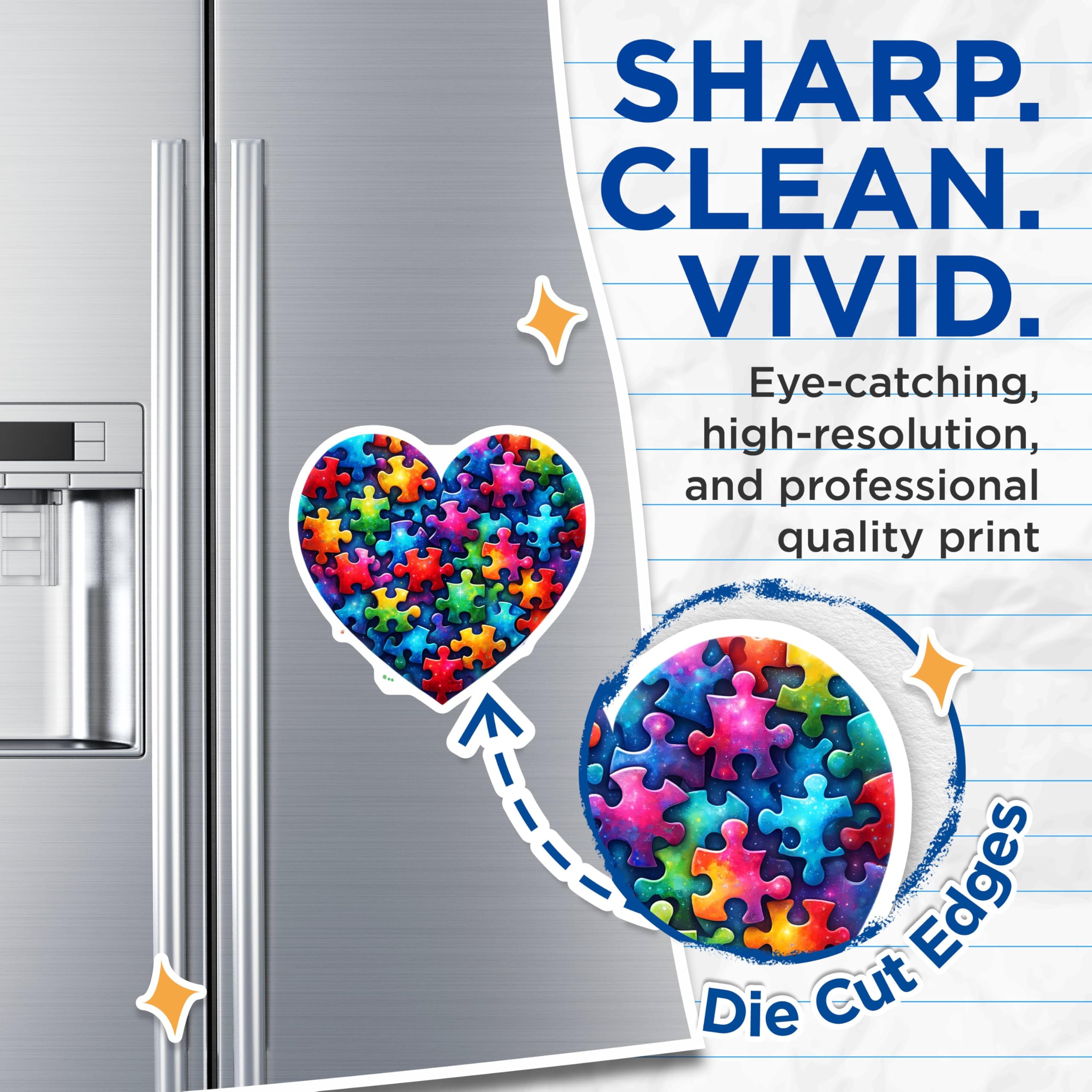 (2 Pack) Heart Puzzle Piece Magnets - 5" On Longest Side - for Cars, Fridges, Toolboxes - Made in USA - MAG7907