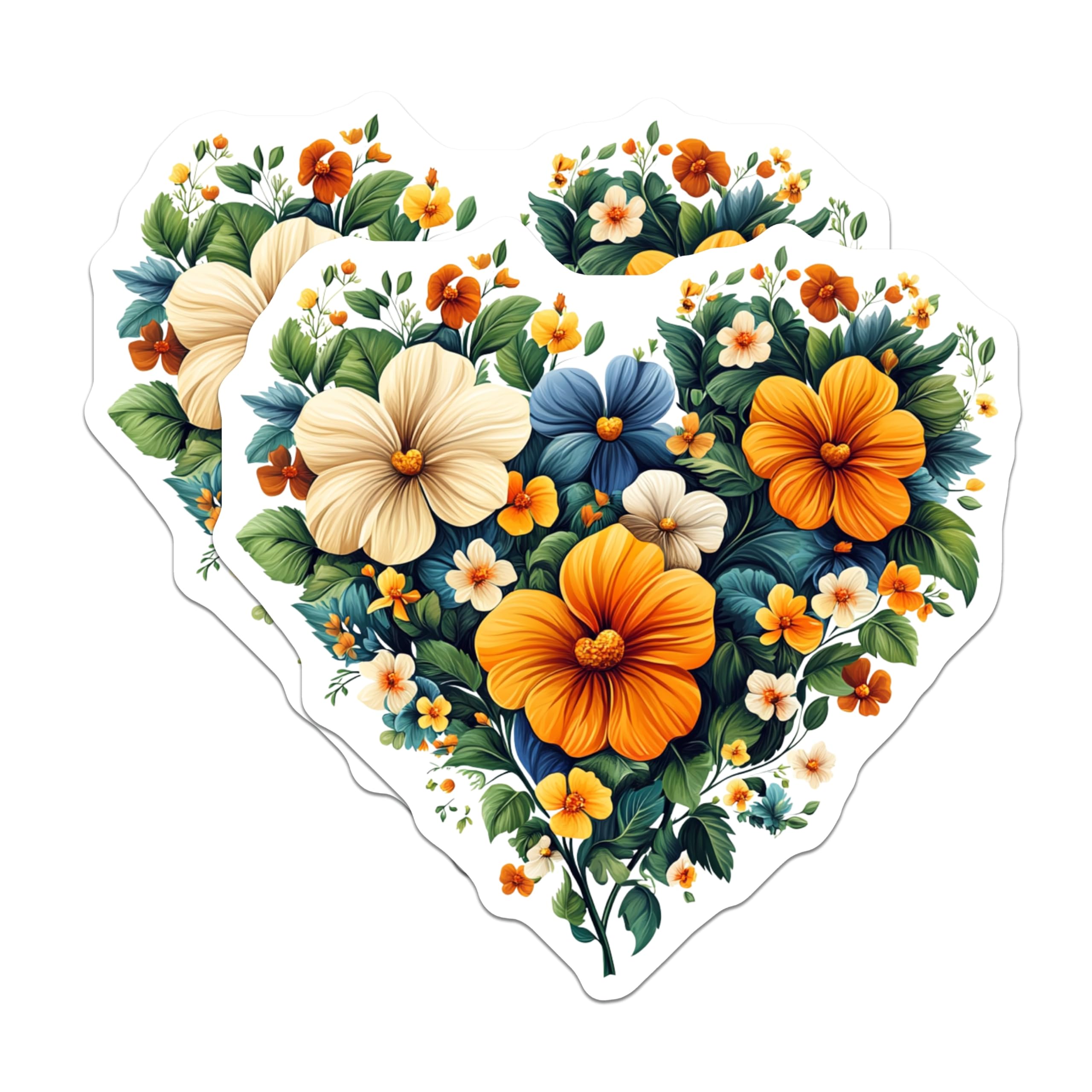 (2 Pack) Floral Heart Magnets - Vibrant Flower Decor - Romantic Home Accent - 5 Inches On Longest Side - Thick Durable Magnet - Made in USA - MAG26463