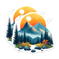 (2 Pack) Mountain Landscape Magnets - Pine Forest Sunrise Scene - Nature Lover Refrigerator Decor - Aesthetic Art - 5 Inches On Longest Side - Thick Durable Magnet - Made in USA - MAG26091