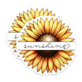 (2 Pack) Sunflower Sunshine Stickers - Floral Decor - Inspirational Quote - 5" On Longest Side - Sticks to Smooth Flat Surfaces - Made in USA - BMCS7983