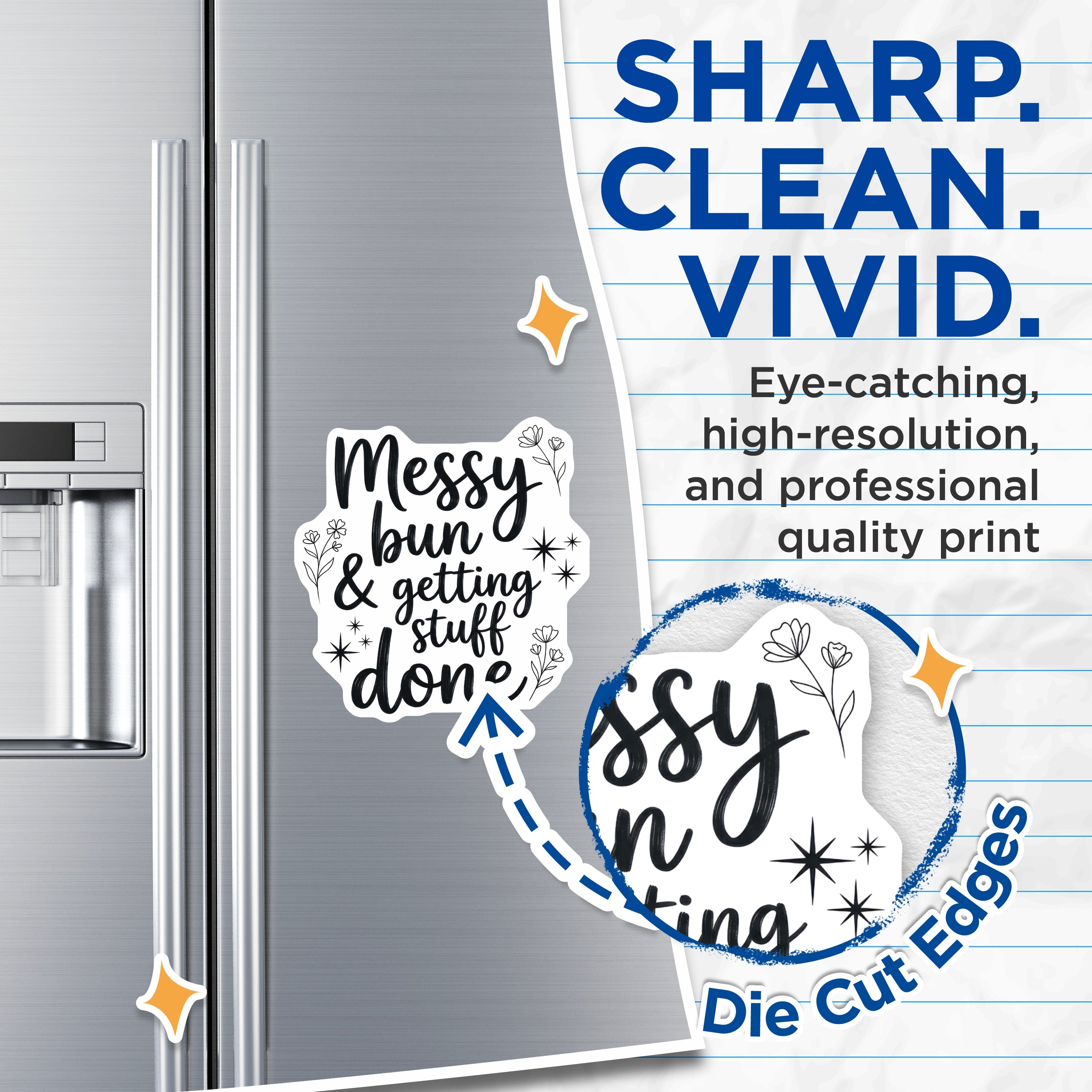 (2 Pack) Messy Bun Magnets - Getting Stuff Done Decor - Funny Quote Kitchen Fridge Accessories - Motivational Gift for Her - 5 Inches On Longest Side - Thick Durable Magnet - Made in USA - MAG38120